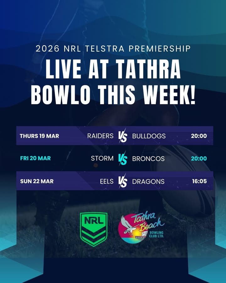 Featured image for “2026 NRL Telstra Premiership Live at Tathra Beach Bowling Club”