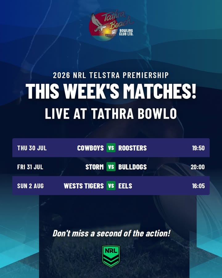 Featured image for “2026 NRL Telstra Premiership Live at Tathra Beach Bowling Club”