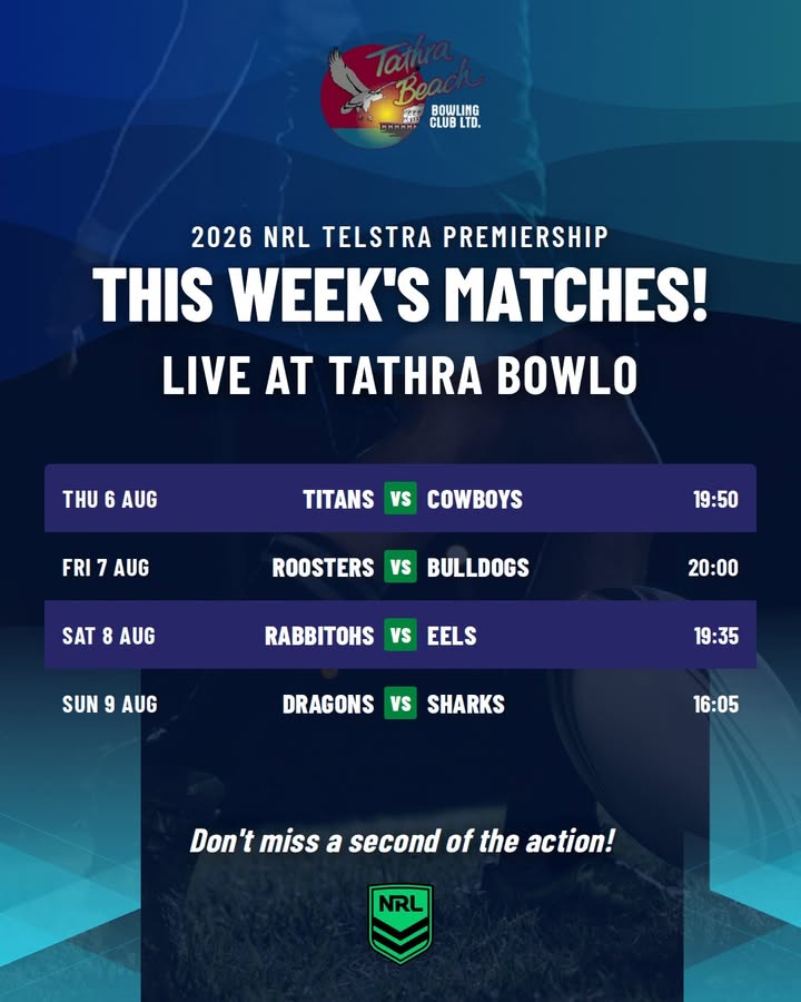 Featured image for “2026 NRL Telstra Premiership Live at Tathra Beach Bowling Club”