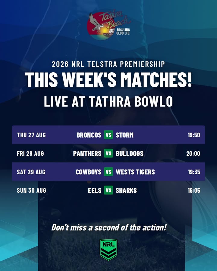 Featured image for “Watch NRL Live This Week at Tathra Beach Bowling Club”
