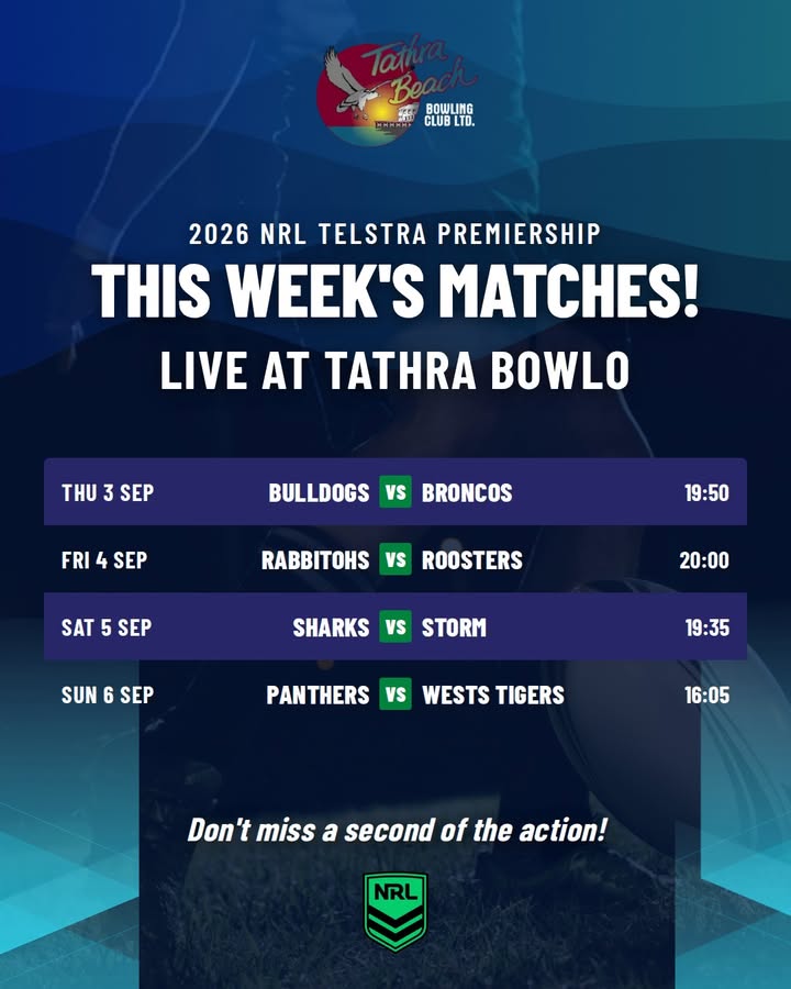 Featured image for “2026 NRL Telstra Premiership Live at Tathra Beach Bowling Club”