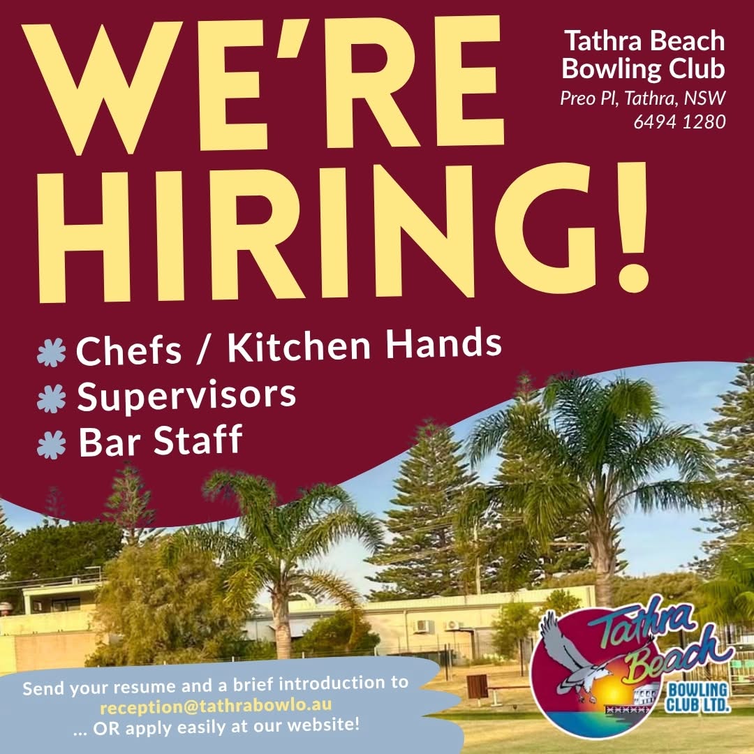 Featured image for “We’re Hiring at Tathra Beach Bowling Club”