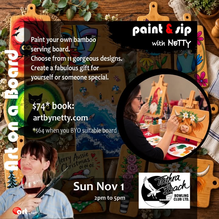 Featured image for “Paint & Sip with Netty at Tathra Beach Bowling Club”