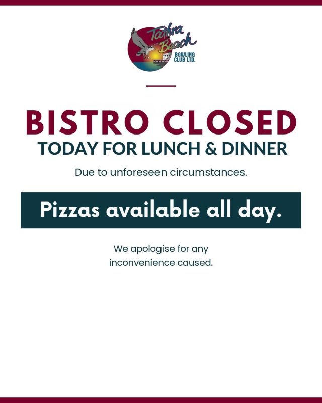 Featured image for “Bistro Closed Today for Lunch & Dinner”